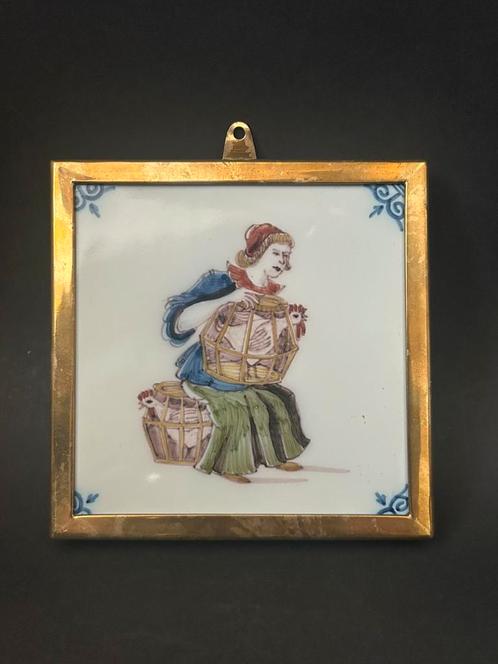 Makkumer Tegel, Kippenhoudster, Antiek en Kunst, Antiek | Wandborden en Tegels, Ophalen of Verzenden