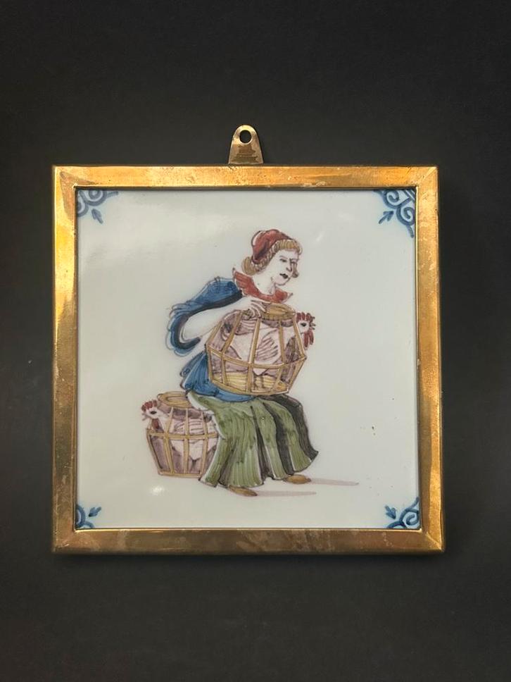 Makkumer Tegel, Kippenhoudster, Antiek en Kunst, Antiek | Wandborden en Tegels, Ophalen of Verzenden