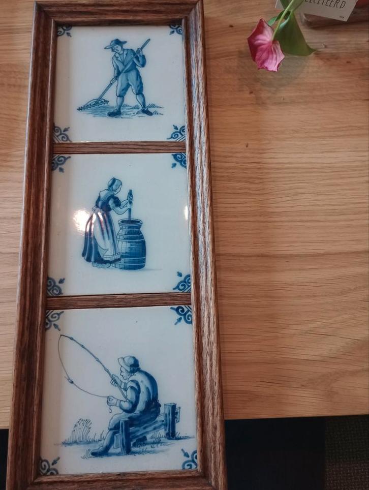 Makkum Tegel Tableau, in prima staat! - Oudhollandse Scènes, Antiek en Kunst, Antiek | Wandborden en Tegels, Ophalen of Verzenden