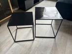 Set van 2 zwarte bijzettafels / salontafels, Ophalen, Minder dan 45 cm, Minder dan 55 cm, Vierkant