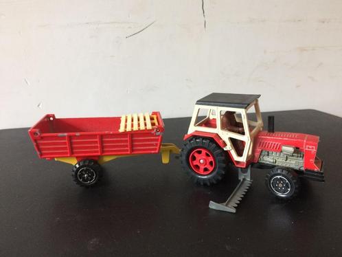 Vintage Majorette Boerderij tractor met opleger jaren 70/80, Verzamelen, Speelgoed, Gebruikt, Ophalen of Verzenden