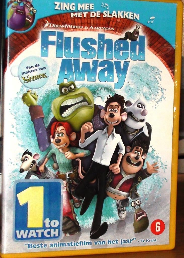 dvd flushed away, Cd's en Dvd's, Dvd's | Tekenfilms en Animatie, Zo goed als nieuw, Amerikaans, Tekenfilm, Alle leeftijden, Ophalen of Verzenden