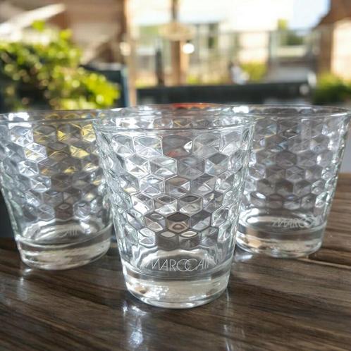 Set limonade glazen honingraat glas Marc Cain 4 st 2406, Huis en Inrichting, Keuken | Servies, Zo goed als nieuw, Glas of Glazen