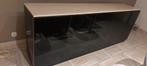 Vintage 70s dressoir en bar zwart, messing en travertin top, Ophalen of Verzenden, Zo goed als nieuw, 25 tot 50 cm
