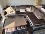 Velours Hoekbank met Lounge - Bruin, Ophalen, 250 tot 300 cm, Gebruikt, Hoekbank
