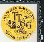Sticker: TT 1986 - Isle of Man, Verzamelen, Ophalen of Verzenden, Zo goed als nieuw, Auto of Motor