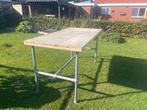 Steigerhouten tafel met steigerbuizen, Tuin en Terras, Tuintafels, Ophalen, Gebruikt, Rechthoekig, Hout
