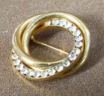 Broche ringen goudkleur met strass, Sieraden, Tassen en Uiterlijk, Broches, Met strass, Goud, Overige materialen, Minder dan 4 cm