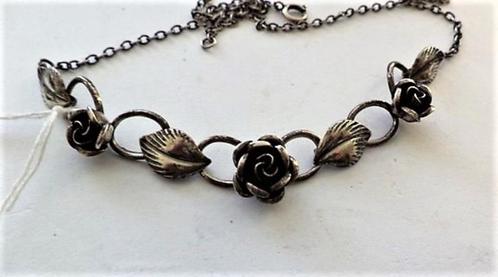 Prachtige zilveren ketting met rozen - Theodor Klotz Teka (7, Sieraden, Tassen en Uiterlijk, Kettingen, Zo goed als nieuw, Zilver