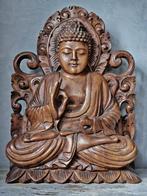 Grote massief houten buddha, ., Ophalen of Verzenden, Zo goed als nieuw, .