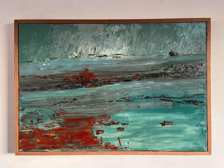 Olieverf schilderij op doek, prachtig groot werk, Antiek en Kunst, Kunst | Schilderijen | Abstract, Ophalen