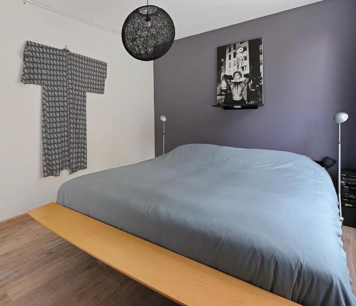 Auping bed, verstelbare boden, leren headrol en bedlamppen, Huis en Inrichting, Slaapkamer | Bedden, Gebruikt, Tweepersoons, 180 cm