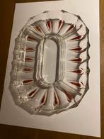 Walther Glass, vintage glazen schaal met rode 'teardrops', Ophalen of Verzenden