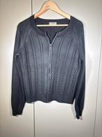 Vintage Y2K Zwart metallic zilver Wollen Kabelvest Maat M, Vintage, Verzenden, Zo goed als nieuw, Zwart