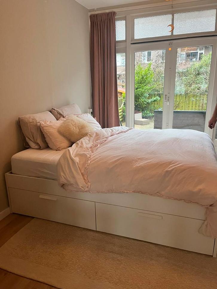 IKEA Brimnes bedframe 160x200 met opberglades, Huis en Inrichting, Slaapkamer | Bedden, Zo goed als nieuw, Tweepersoons, 160 cm