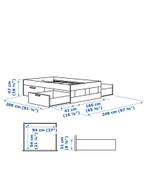 Bed 160x200, Huis en Inrichting, Slaapkamer | Bedden, Ophalen, Wit, Tweepersoons, Zo goed als nieuw
