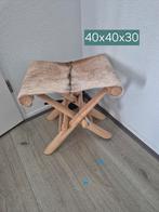 Landelijk krukje klapstoeltje met vacht, Ophalen of Verzenden, Hout