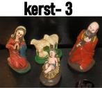 Kerst-3 -- 4 Delige handbeschilderde Kerstbeelden  van gips, Ophalen of Verzenden, Zo goed als nieuw