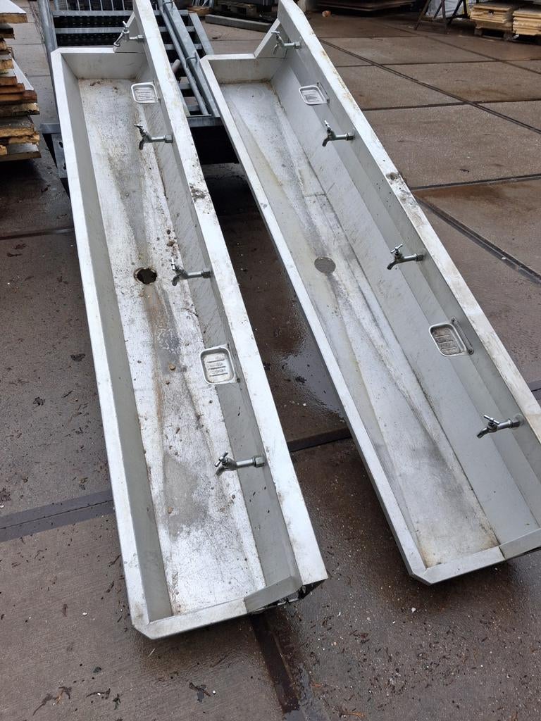 Twee aluminium wasbakken & rvs aanrechtblad, Ophalen, Rvs, Douche