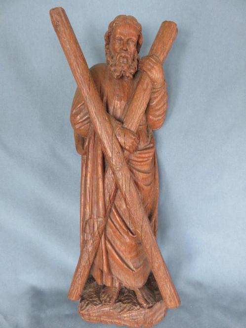 Sint Andreas in hout - 16e eeuw, Antiek en Kunst, Antiek | Religie, Ophalen of Verzenden