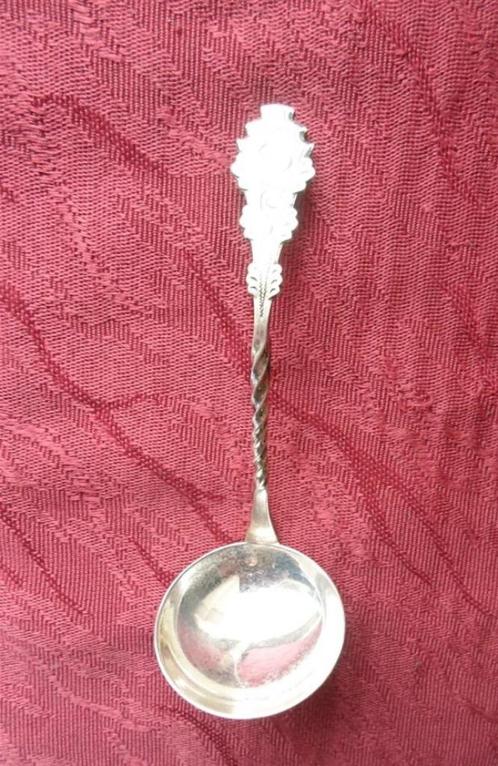 Biedermeier Roomlepel met haakje. Verzilverd, Antiek en Kunst, Antiek | Bestek, Ophalen of Verzenden