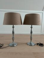 2x Luxe tafellamp van Lux Design met bruine kap, chrome voet, Ophalen of Verzenden, Zo goed als nieuw, 50 tot 75 cm