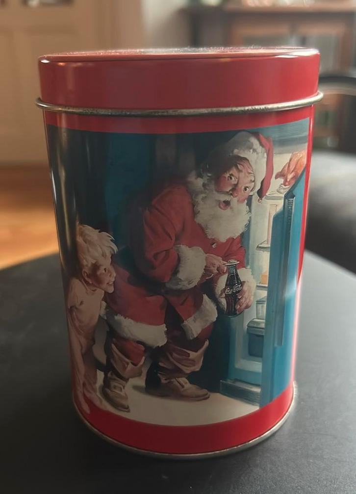 Vintage Coca-Cola kerst blikje, rond, M&A, Diversen, Kerst, Gebruikt, Ophalen of Verzenden