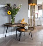 Richmond Salontafel Luton set van 3 goud, Ophalen, Minder dan 55 cm, Rond, Nieuw