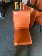 Oranje leren stoel x 6, Huis en Inrichting, Stoelen, Ophalen, Zo goed als nieuw, Overige kleuren, Eén