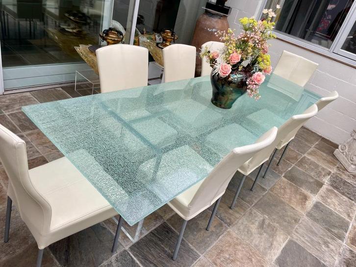 8 mooie leren eettafel stoelen, Huis en Inrichting, Stoelen, Zo goed als nieuw, Vijf, Zes of meer stoelen, Leer, Wit, Ophalen