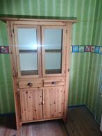 Mooie houten kast met glazen deuren, Ophalen, Zo goed als nieuw, 25 tot 50 cm