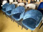 Richmond stoelen Amphara, set van 4 eetkamerstoelen chenille, Ophalen, Blauw, Zo goed als nieuw, Vier