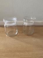 Glazen potten, 2 stuks, nieuw, Huis en Inrichting, Ophalen of Verzenden, Zo goed als nieuw, Glas, Pot, Bus of Blik