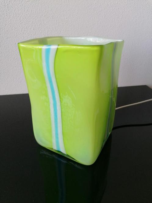 Italië Tafellamp Glas Groen Wit Murano Style Vintage 1980, Huis en Inrichting, Lampen | Tafellampen, Nieuw, Ophalen of Verzenden