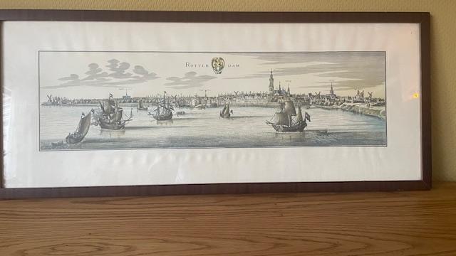 Aangezicht Rotterdam Reproductie - Jaren '50, Antiek en Kunst, Kunst | Etsen en Gravures, Ophalen of Verzenden