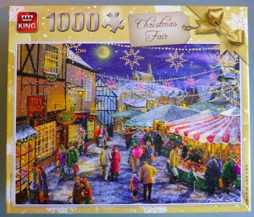 Puzzel King, Christmas Fair 1000 stukjes, Hobby en Vrije tijd, Denksport en Puzzels, Zo goed als nieuw, Legpuzzel, 500 t/m 1500 stukjes