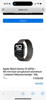 Apple Watch Series 10 46mm Black + Milanese Nieuw + Garantie, Ophalen, Apple Watch ⌚️, Zwart, IOS