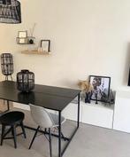 Woood eettafel + 3 grijze stoelen, Ophalen, Zo goed als nieuw, Rechthoekig, 50 tot 100 cm