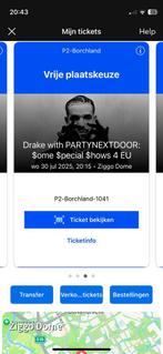 parkeer ticket woensdag 30 juli Drake Ziggo P2 Borchland, Tickets en Kaartjes, Eén persoon, Juli