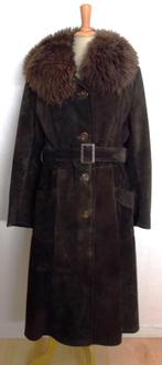 Donkerbruine Afghaanse look lange suede lammycoat jas! M, Verzenden, Zo goed als nieuw, Maat 42/44 (L), Bruin