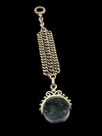 Antiek Zilveren Horloge Ketting met fob seal, Sieraden, Tassen en Uiterlijk, Antieke sieraden, Verzenden, Zilver, Ketting