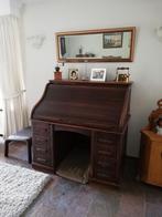 Rolluikbureau antiek met spiegel, Huis en Inrichting, Bureaus, Ophalen, Gebruikt, Bureau