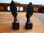 2 handgesneden houten buste beeldjes, Afrikaans, Antiek en Kunst, Kunst | Beelden en Houtsnijwerken, Ophalen of Verzenden