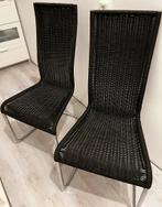 Echt prachtige zwart rieten/ rvs stoelen., Huis en Inrichting, Stoelen, Ophalen, Zo goed als nieuw, Zwart, Twee