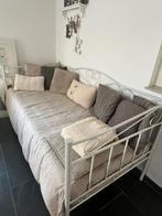 Bedbank, metaal, wit met matras, Ophalen, 90 cm, Eenpersoons, Wit