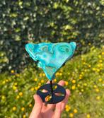 Prachtige chrysocolla slab op standaard, Ophalen of Verzenden