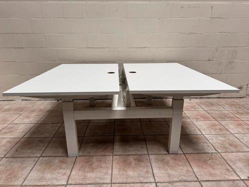 Duo bureau slinger wit, Huis en Inrichting, Bureaus, Gebruikt, Stabureau, In hoogte verstelbaar, Ophalen