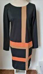 MOOIE zwarte jurk met beige en oranje van Yessica mt. 40, Maat 38/40 (M), Overige kleuren, Yessica, Nieuw
