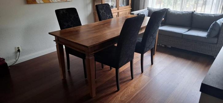 4 eetkamerstoelen met zwart stoffen (wasbare) bekleding, Huis en Inrichting, Stoelen, Ophalen