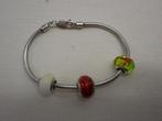 Zilveren armband met 3 murano bedels zilveren kern nr.1444, Sieraden, Tassen en Uiterlijk, Armbanden, Verzenden, Zo goed als nieuw